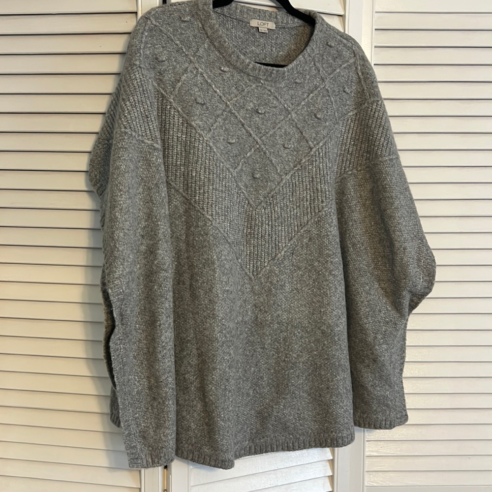 Loft, Gray pancho pullover sweateo